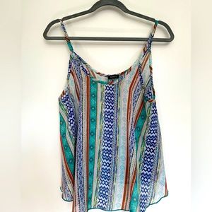 multi colored, native design, A line sheer tank top